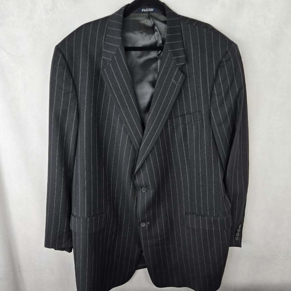 Burberrys of London Men 52R Pinstripe Blazer Two Button Sport Coat Made USA Gray